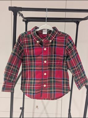 GAP Red Plaid Button-Down Shirt for Kids